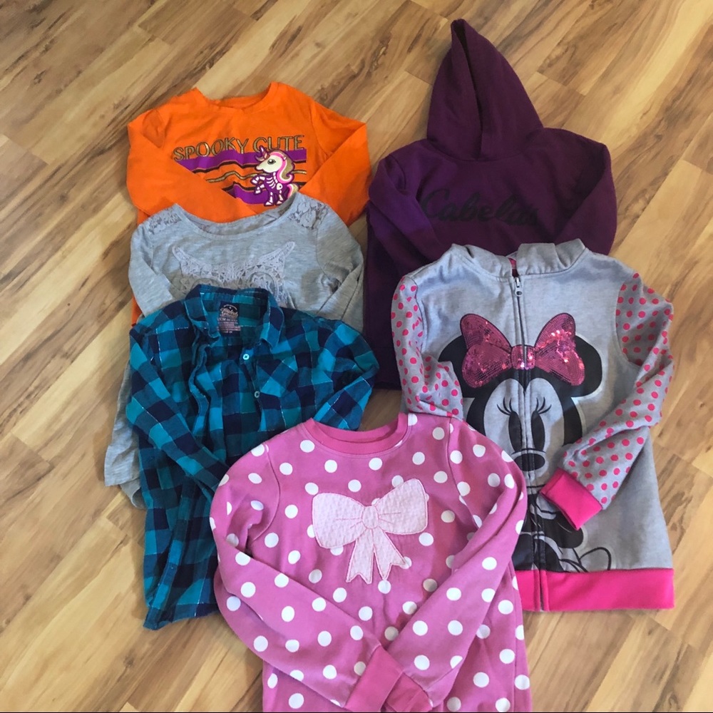 GIRLS LONG SLEEVE & SWEATSHIRT LOT: SIZE 6/7